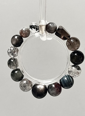 Amber Crystal 五行水系天然水晶手链 白水晶 闪灵钻 多宝 手串