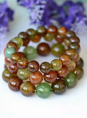 天然玛瑙龙纹石手链龙鳞纹手珠男款吉祥平安手饰品男女通用款