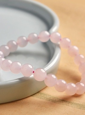 藕粉和田玉手串青海料高冰玉石串珠粉色甜美精致百搭手链女