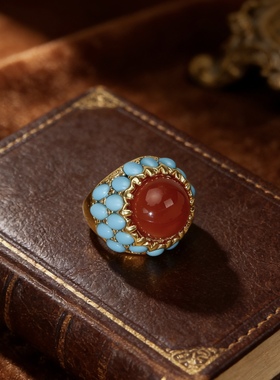 中古风复古宫廷风高级感复古镀真金戒指