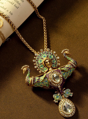 中古风复古宫廷风高级感复古镀真金项链925银针耳钉