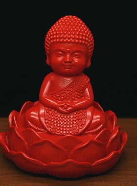 原矿朱砂释迦牟尼莲花底座佛像汽车摆件车载车用饰品宝宝佛陀