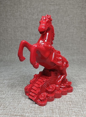 火红朱砂马到成功摆件十二生肖家居长城马上发财马工艺品车载红色