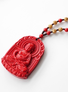 正品台湾朱砂开运吉祥物挂件饰品项链佛祖释迦牟尼佛吊坠带珠链