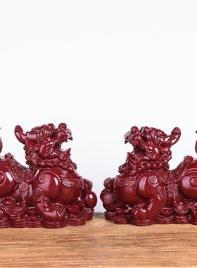 朱砂貔貅摆件大号紫金砂麒麟瑞兽摆台家居办公大款摆设摆饰礼品