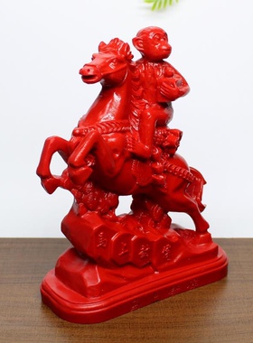 朱砂马上封侯工艺品领导生日礼物办公室桌面摆设生肖马和猴子摆件