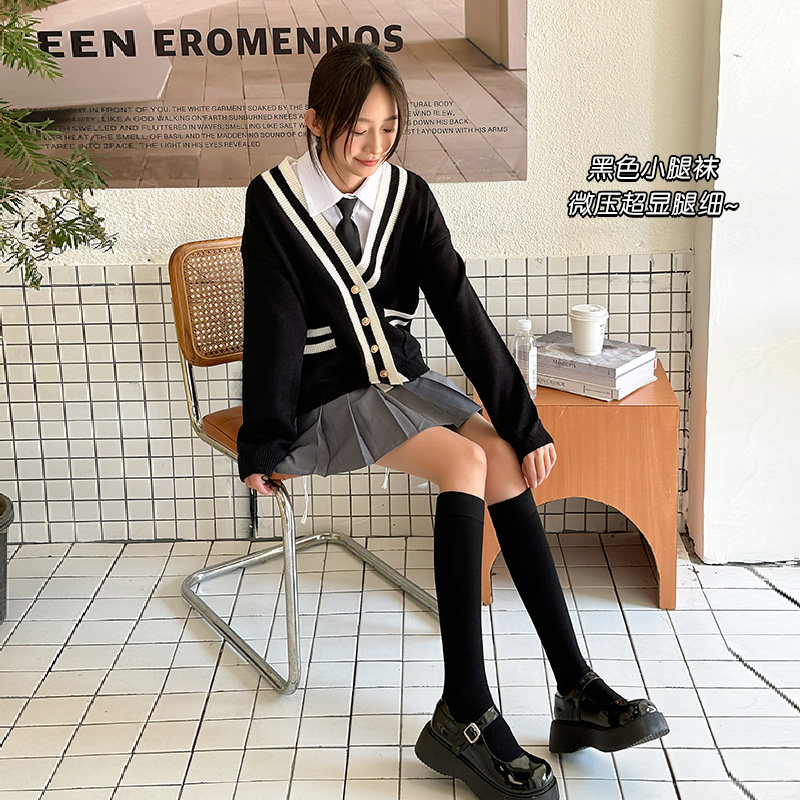 淡时光过膝袜子女秋冬纯棉加厚保暖高筒护膝JK长筒袜防滑小腿袜套,淘宝优惠券,粉丝福利购,淘宝优惠卷