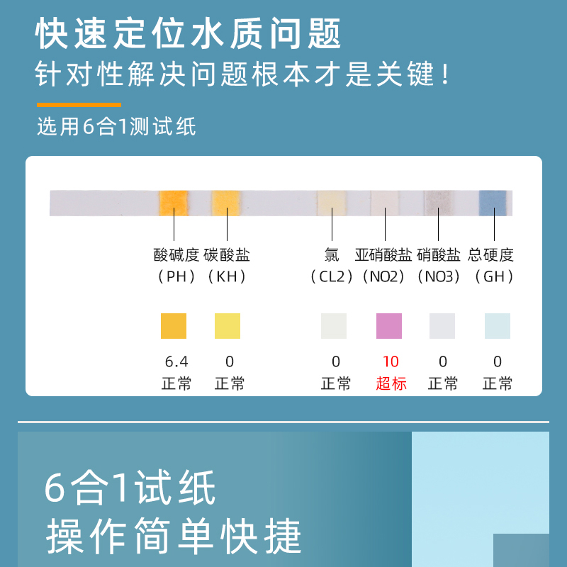 水质检测试纸养鱼硬度gh No3氯no2 Kh鱼缸监测ph水族六合一测试剂 时尚购物 淘宝天猫优惠券商品精选