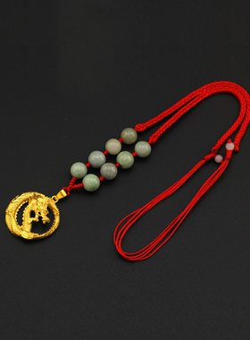 男士镀黄金越南沙金盘龙吊坠项链