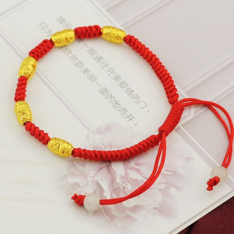 右米五珠镀手链本命年路路通手串 右米手链