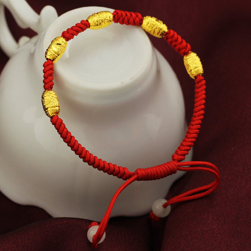 右米五珠镀手链本命年路路通手串 右米手链