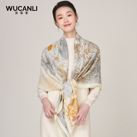 Autumn and winter double-sided printed Chinese style shawl gifts