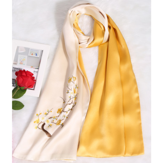 Handmade Su embroidery silk scarf Wu Canli silk embroidery for women