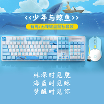 Dar Eul Whale themed wired wireless mechanical keyboard mouse suit gaming electric race mechanical notebook