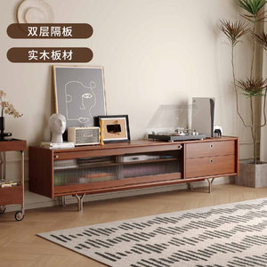 掌上明珠家居24年新款中古风实木客厅家用电视柜储物柜组合