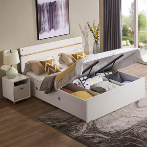 掌上明珠亮光漆床1.5/1.8米单双人床主次卧室大床高箱储物床MZ