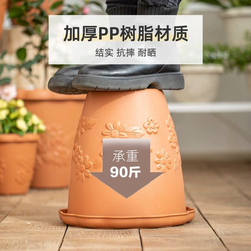 Алиса имитация керамическая длинная миска с рельефной горшок с балконом балконы пластиковая утолщенная смоля круглый сочный горшок