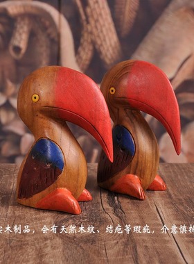 大嘴鸟电视柜摆件实木鹈鹕复古