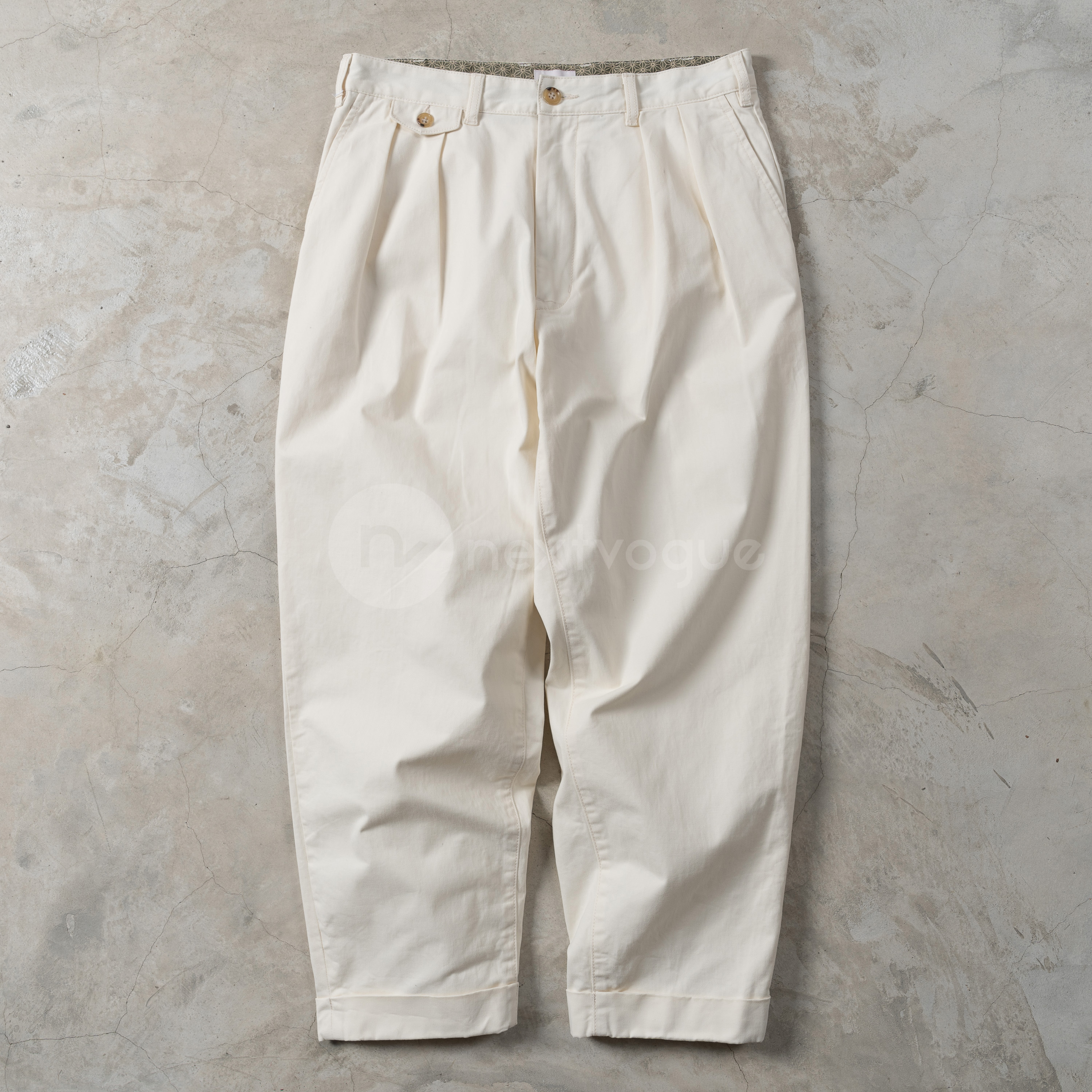 【NextVogue】BEAMS JAPAN日本制小红绳双褶日系锥形休闲长裤23ss-图3