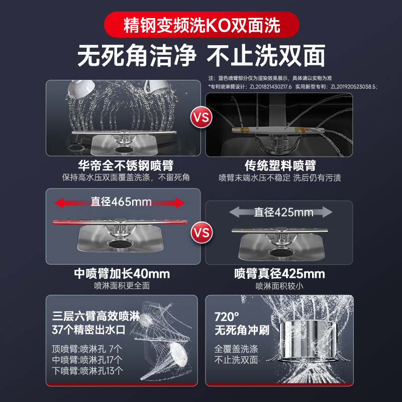 华帝洗碗机D13家用全自动独立式嵌入式15套变频高压全域洗大容量 - 图2