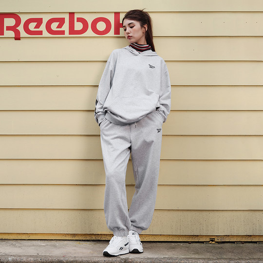 Reebok锐步官方男女同款运动休闲简约时尚宽松舒适连帽针织套头衫