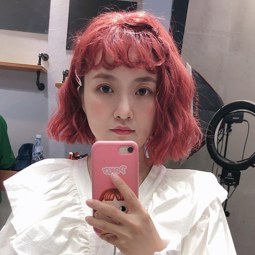 日系假发女短发 网红复古卷卷刘海羊毛卷假发 超可爱红发小魔女 - 图1