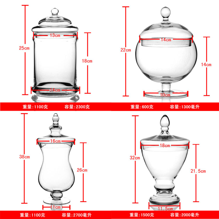 欧式透明玻璃糖果罐带盖储物罐水晶婚庆软装玻璃甜品装饰创意摆件 - 图2