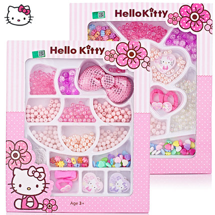 Hellokitty兒童手工串珠女孩diy套裝KT貓益智項鍊手鍊首飾品禮物