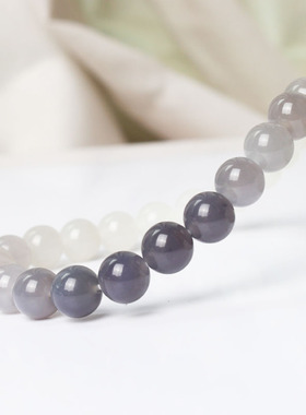 和田玉8mm烟紫渐变手串