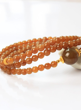 天然和田玉且末糖色小珠手链项链