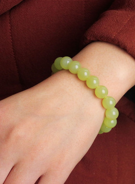 天然新疆羌芜黄口卡10圆珠手串