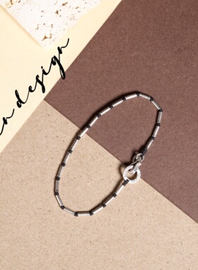7in 925银手链【墨洄】原创小众设计复古手作编织黑色情侣银手链