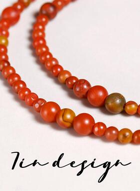 7in 项链925银【红蕊】原创轻奢设计复古编织绳男女生情侣吊坠