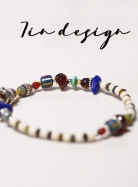 7in 925银手链【星纪】原创小众复古手作设计师彩色手串