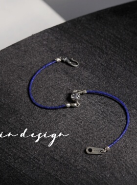 7in 925银手链【蓝莓】原创小众设计复古手作极细蓝色手链