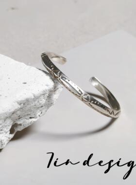 7in 925银手镯【图腾】原创高级感轻奢小众设计复古情侣开口镯