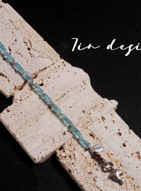 7in 925银手链【海豚】原创小众设计师复古手作蓝色夏天手链