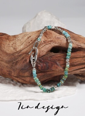 7in 925银手链 【青枫】原创小众设计复古手作绿色个性手链