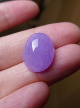 新款玉石老坑冰种玉紫罗兰艳紫鸽子蛋面戒面裸石戒指缅甸翡翠摆件