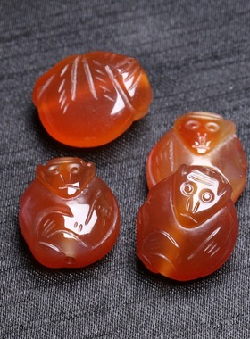 18x21mm仿古老红玛瑙通孔猴子背云 手链项链压襟配饰