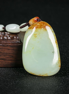 【支持复检】新疆和田玉原石吊坠挂绳项链黄皮红皮原石项链和田玉