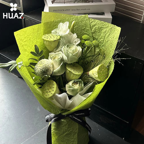 春天绿色系列包装纸鲜花包装纸花束包花纸礼品苹果包装材料花店 - 图2