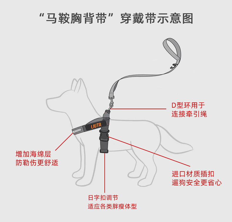 马鞍新款狗狗牵引绳背心式 遛狗绳胸背带泰迪柯基 小型犬宠物用品 - 图0