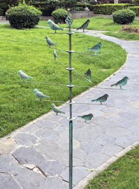 太阳能户外氛围六层麻雀风车工艺品铁艺园区公园造景摆件