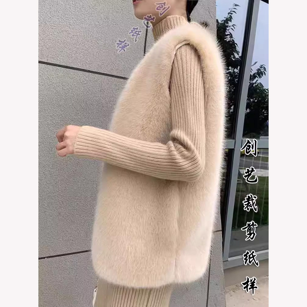 打版纸样N400狐狸毛皮草马甲女款新款中长款坎肩背心马夹裁缝大全,淘宝优惠券,粉丝福利购,淘宝优惠卷