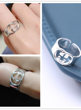 韩版纯银可调节字母百搭饰品戒指