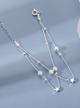 纯银双层星星手链学生个性手饰