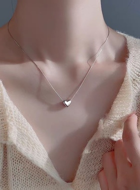 爱心项链女2024新款爆款轻奢高级感小众设计感锁骨链颈链