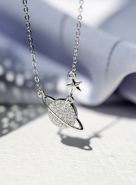 纯银星球韩版生日森系百搭锁骨链