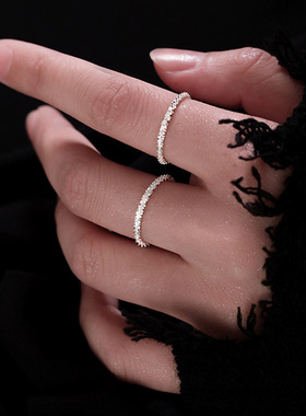 满天星戒指2021年简约波光粼粼食指戒ins气质网红小众素圈指环女